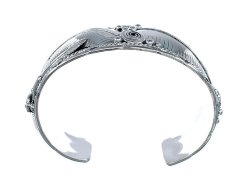 Native American Scalloped Leaf Sterling Silver Cuff Bracelet JX126303